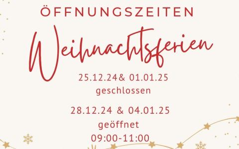 Weihnachtsöffnungszeiten